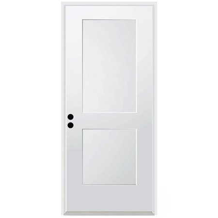 CODEL DOORS 36" x 80" Primed White Shaker Exterior Fiberglass Door 3068RHISPSF2PSHK691610BM